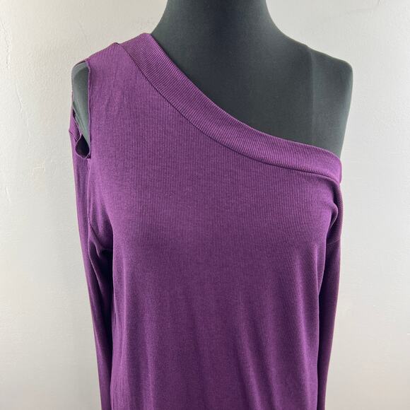 LNA Purple Amethyst Long Sleeve Cold Shoulder Asymmetric Farina Top Size XL NEW - Picture 4 of 11